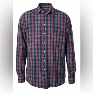 Chaps Custom Fit Men’s Plaid Button Down Shirt Red Green Navy Cotton Large